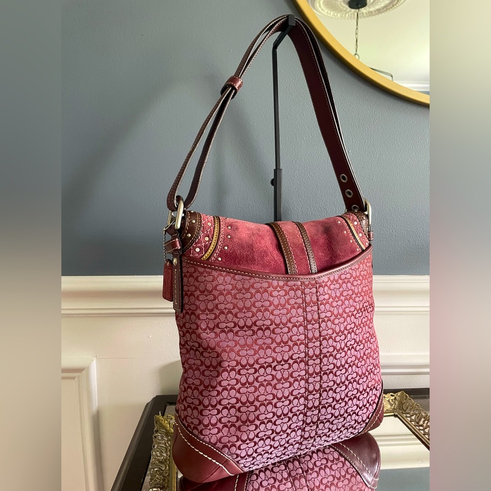 Coach Burgundy and Pink Shoulder Bag Matching Wallet Included. - Picture 6 of 12
